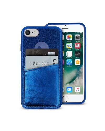 Etui iPhone 6/6s/7/8/SE 2020 PURO Shine Pocket - niebieskie  - zdjęcie 1