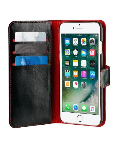 PURO Duetto Wallet Detachable - Skórzane etui 2w1 iPhone 8 / 7 / 6s / 6 (czarny/czerwony) - zdjęcie 3