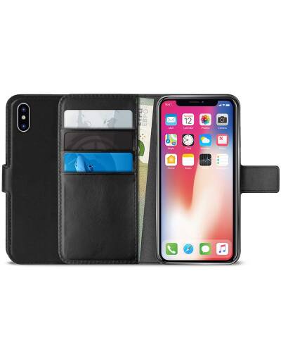 Etui do iPhone XR z kieszeniami na karty PURO Booklet Wallet Case - czarne - zdjęcie 1