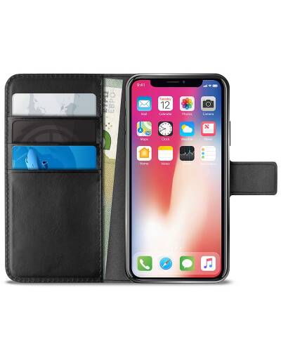 Etui do iPhone Xs Max z kieszeniami na karty PURO Booklet Wallet Case - czarne - zdjęcie 2