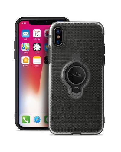 Etui do iPhone X PURO Magnet Ring Cover - czarne  - zdjęcie 1