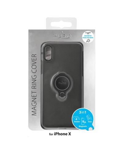 Etui do iPhone X PURO Magnet Ring Cover - czarne  - zdjęcie 7