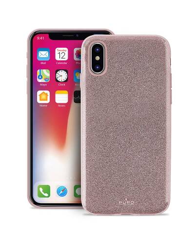 Etui iPhone X PURO Glitter Shine Cover - różowo złote - zdjęcie 1