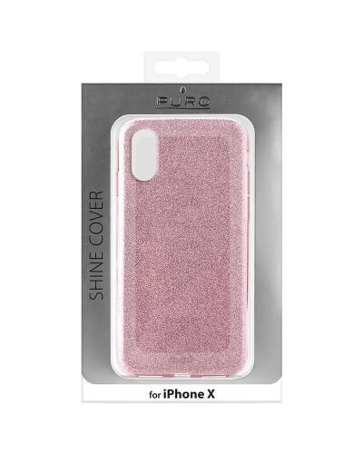 Etui iPhone X PURO Glitter Shine Cover - różowo złote - zdjęcie 3
