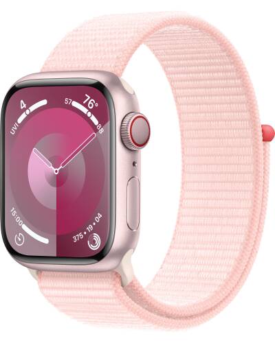 Apple Watch S9 41mm aluminium + Cellular w kolorze różowym z opaską sportową w kolorze jasnoróżowym - zdjęcie 1