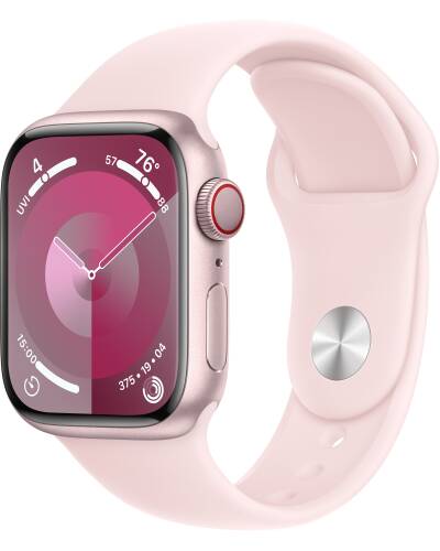 Apple Watch S9 41mm aluminium + Cellular w kolorze różowym z paskiem sportowym w kolorze jasnoróżowym - S/M - zdjęcie 1