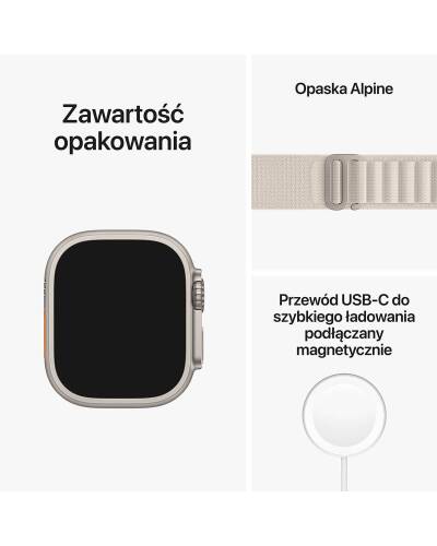 Apple Watch Ultra 49mm + Cellular tytan z opaską Alpine w kolorze księżycowej poświaty - Small - zdjęcie 5