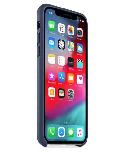 Etui do iPhone X/XS Apple skórzane w kolorze nocnego błękitu - zdjęcie 3