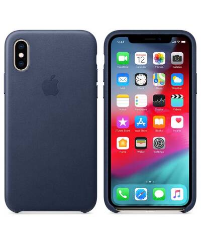 Etui do iPhone X/XS Apple skórzane w kolorze nocnego błękitu - zdjęcie 1