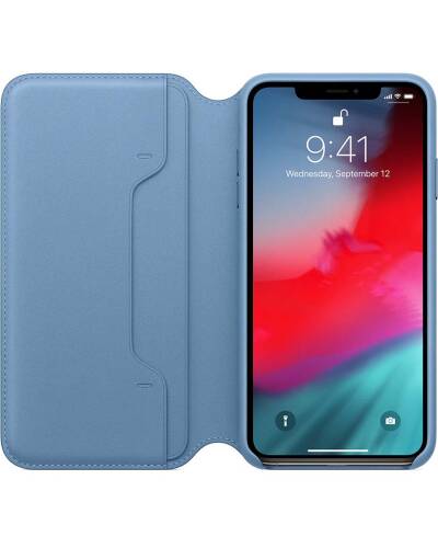 Etui do iPhone Xs Apple folio skórzane w kolorze szarego błękitu - zdjęcie 1