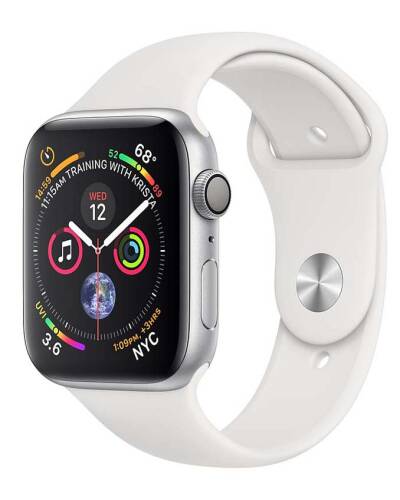 Apple Watch S4 40mm Srebrny z paskiem w kolorze w białym - zdjęcie 1