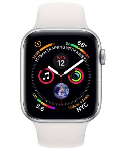 Apple Watch S4 40mm Srebrny z paskiem w kolorze w białym - zdjęcie 2