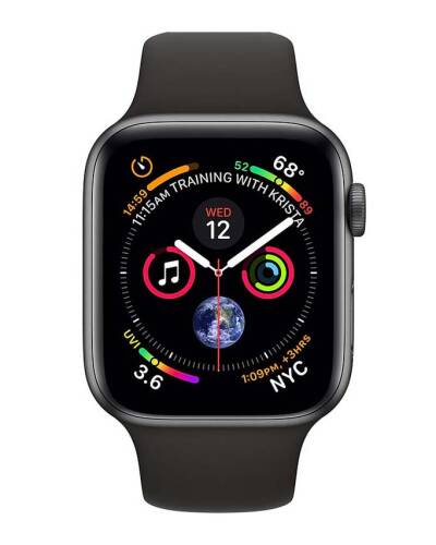 Apple Watch S4 44mm Gwiezdna Szarość z pasekiem w kolorze czarnym  - zdjęcie 2