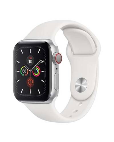 Apple Watch S5 44mm GPS + Cellular Srebrny z paskiem w kolorze białym - zdjęcie 1
