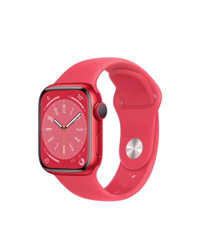 Apple Watch Series 8 41mm aluminium w kolorze czerwonym z paskiem sportowym w kolorze czerwonym - zdjęcie 1