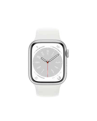 Apple Watch Series 8 + Cellular 45mm aluminium w kolorze srebrnym z paskiem sportowym w kolorze białym - zdjęcie 2