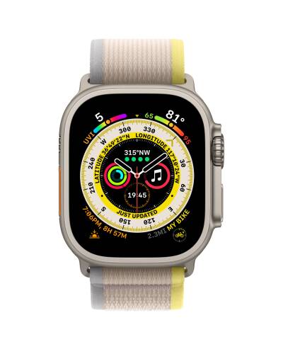 Apple Watch Ultra 49mm + Cellular tytan z opaską Trail w kolorze żółtym/beżowym - S/M  - zdjęcie 2