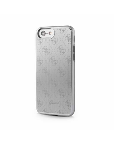 Etui do iPhone 7/8/SE 2020 GUESS 4G Aluminium Plate - srebrne - zdjęcie 1