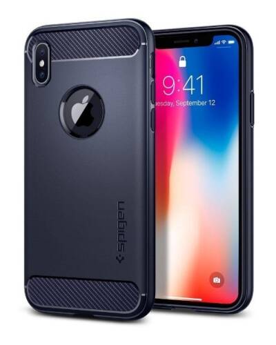 Etui iPhone X SPIGEN SGP Rugged Armor - niebieskie  - zdjęcie 1