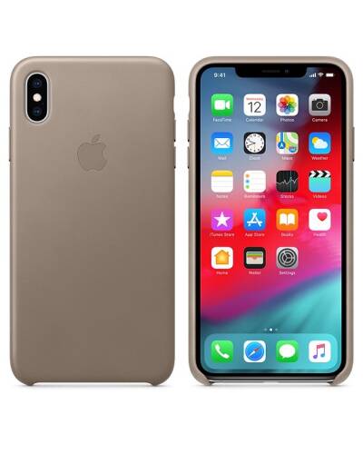 Etui do iPhone Xs Max Apple Leather Case - jasnobeżowe - zdjęcie 4
