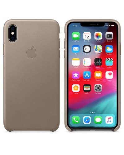 Etui do iPhone Xs Max Apple Leather Case - jasnobeżowe - zdjęcie 5