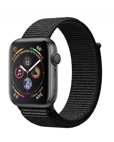 Apple Watch S4 44mm Gwiezdna Szarość z opaską w kolorze czarnym - zdjęcie 1
