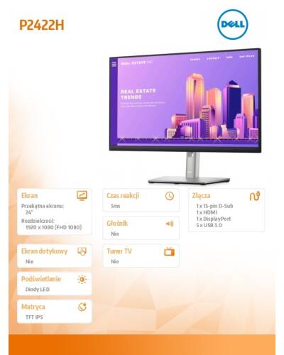 Monitor Dell P2422H - zdjęcie 5