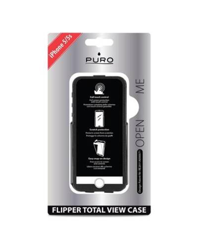 Etui do iPhone 5/5s/SE Puro Flipper Total View - czarne - zdjęcie 2
