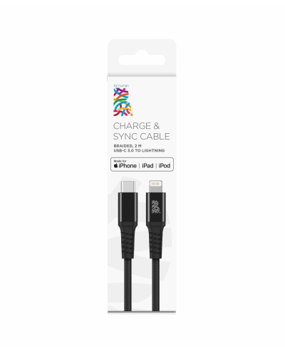Kabel USB-C - Lightning 2m B.On Cotton MFI - czarny - zdjęcie 2