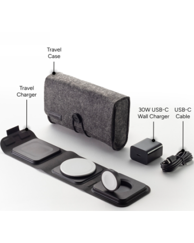 Ładowarka 3 w 1 Mophie Travel charger MagSafe do iphone airpods apple watch 401311507 czarna - zdjęcie 3