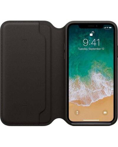 Etui do iPhone X Apple Leather Folio - czarne - zdjęcie 1