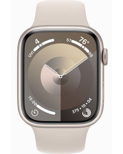 Apple Watch S9 45mm aluminium w kolorze księżycowej poświaty z paskiem sportowym w kolorze księżycowej poświaty - S/M - zdjęcie 2