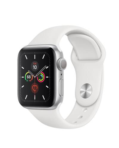 Apple Watch S5 40mm Srebrny z paskiem w kolorze białym - zdjęcie 1