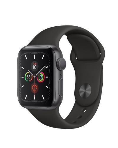 Apple Watch S5 44mm Gwiezdna szarość z paskiem w kolorze czarnym - zdjęcie 1