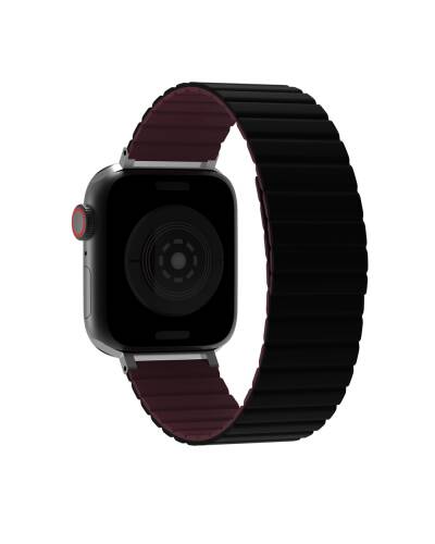 Pasek do Apple Watch 42/44/45/49 mm JCPAL FlexForm - Czarny/Bordowy - zdjęcie 2