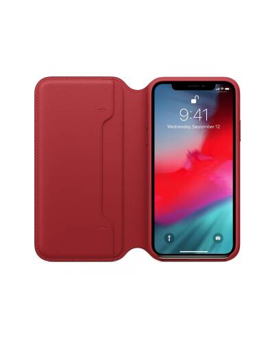 Etui do iPhone Xs Max Apple Leather Folio - czerwone - zdjęcie 3