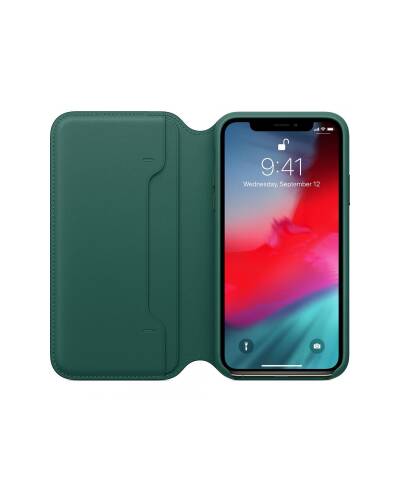 Etui do iPhone Xs Apple Leather Folio - leśna zieleń - zdjęcie 2