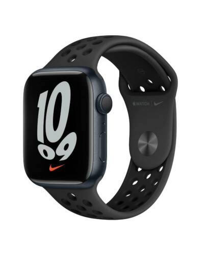Apple Watch S7 45mm Nike GPS w kolorze północy - pasek sportowym Nike w kolorze antracytu czarnym - zdjęcie 1