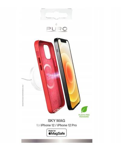 Etui do iPhone 12/12 Pro PURO SKY MAG  Skóra eco - czerwone - zdjęcie 3