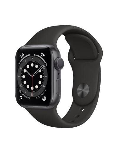 Apple Watch S6 40mm Gwiezdna Szarość z paskiem w kolorze czarnym - zdjęcie 1