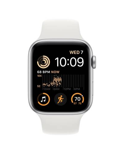 Apple Watch SE 2 + Cellular 44mm aluminium w kolorze srebrnym z paskiem sportowym w kolorze białym - zdjęcie 2