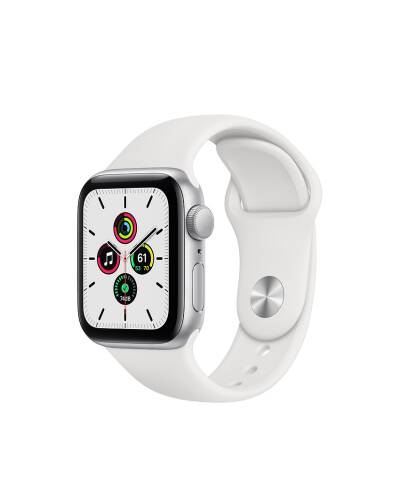 Apple Watch SE 44mm Srebrny z paskiem w kolorze białym - zdjęcie 1