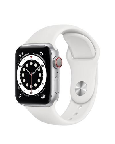Apple Watch S6 44mm GPS + Cellular Srebrny z paskiem w kolorze białym - zdjęcie 1