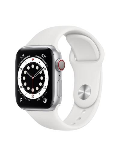 Apple Watch S6 40mm GPS + Cellular Srebrny z paskiem w kolorze białym - zdjęcie 1