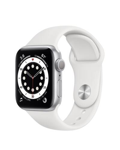 Apple Watch S6 40mm Srebrny z paskiem w kolorze białym - zdjęcie 1
