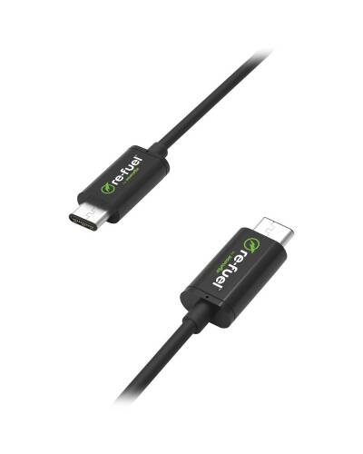 Przewód USB -C/USB-C 2m Refuel - czarny - zdjęcie 1
