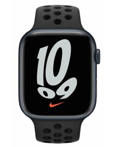 Apple Watch S7 45mm Nike GPS w kolorze północy - pasek sportowym Nike w kolorze antracytu czarnym - zdjęcie 4