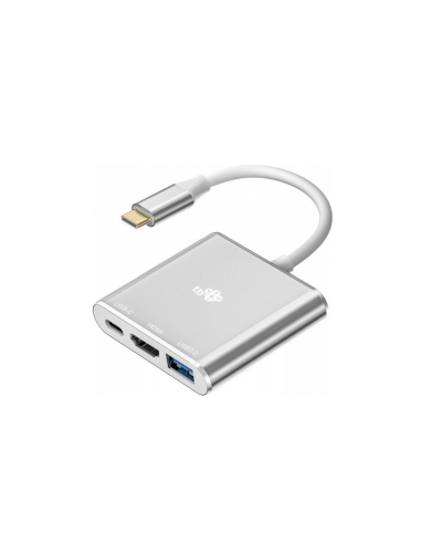 AKTBXVAU3HMPDAV Przejściówka TB USB-C HUB 3w1 HDMI, USB, USB-C - srebrny RZESZÓW  - zdjęcie 1