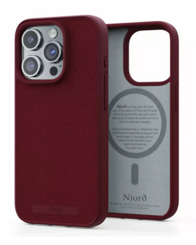 8720574622133 Etui iPhone 15 Pro Njord Suede MagSafe czerwone RZESZÓW - zdjęcie 2