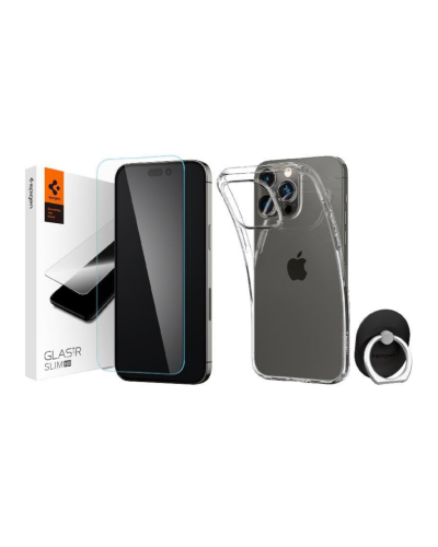 RZESZÓW Etui do iPhone 14 Pro Spigen Crystal Flex Clear + szkło - przeroczyste ASE05404 - zdjęcie 1